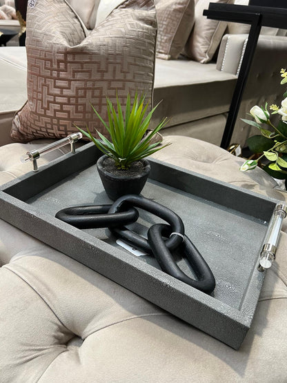 Aprilla Grey Faux Litchi Tray