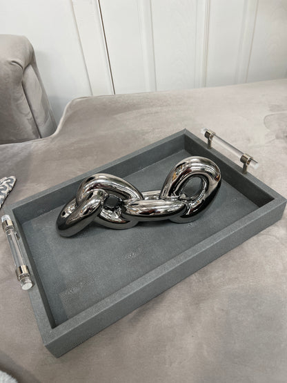 Aprilla Grey Faux Litchi Tray