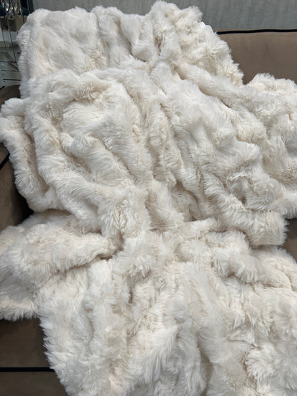 Cream Chunky Ribbed Faux Fur