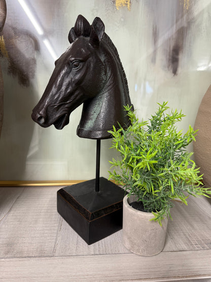 Black Horse Head on Stand