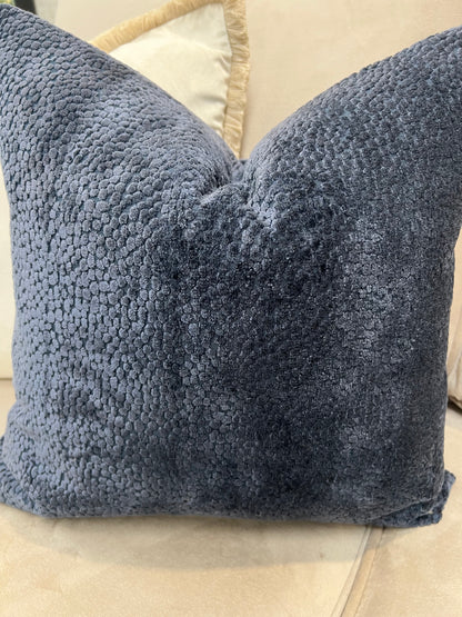 Navy Bingham Velvet Cushion 16"