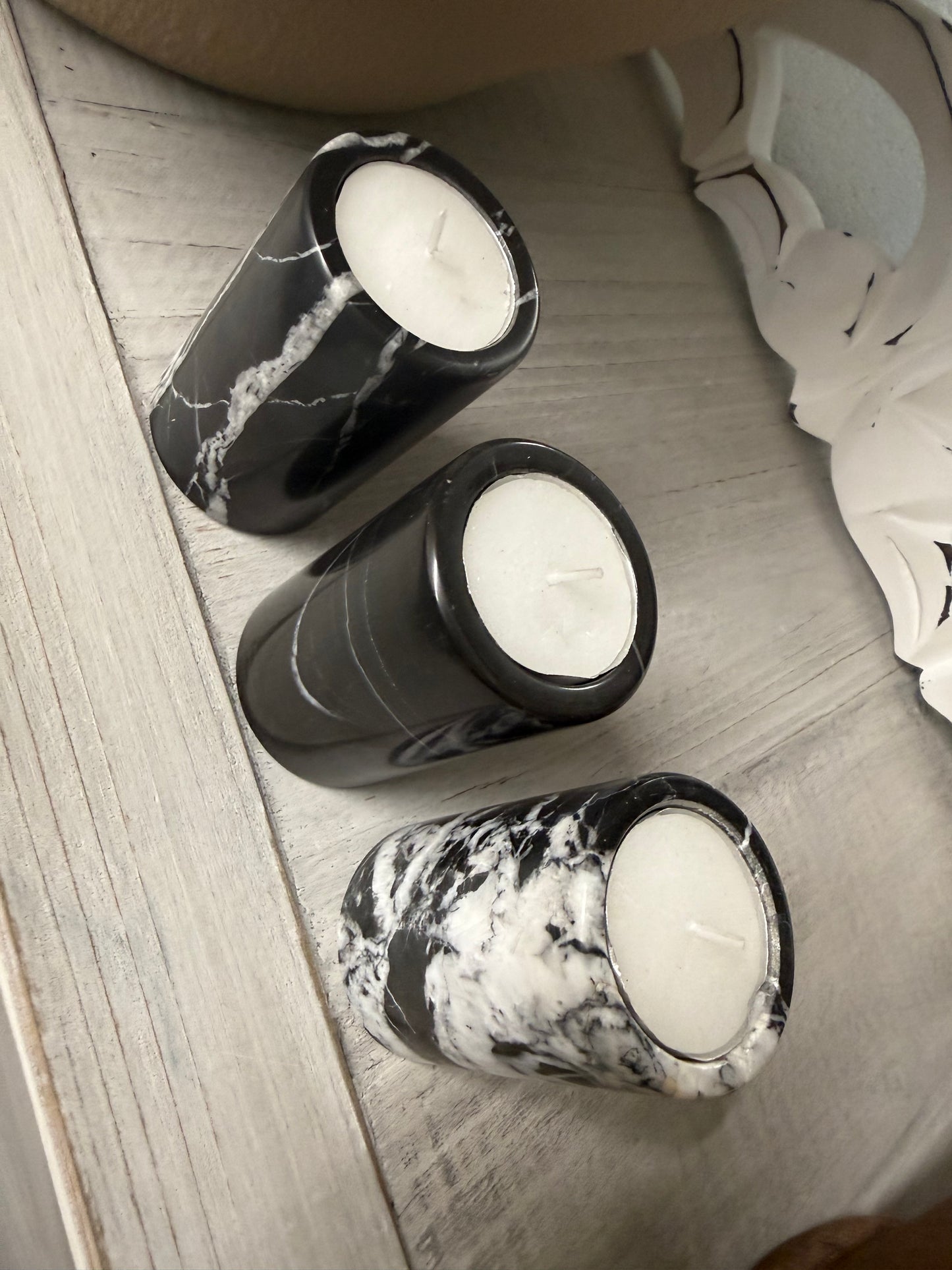 Marble Pillar Tea Light Set