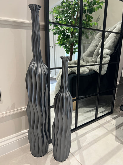 Grey Waved Vase