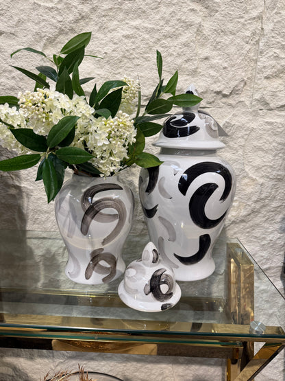 Ginger Jars Black/ White Swirl