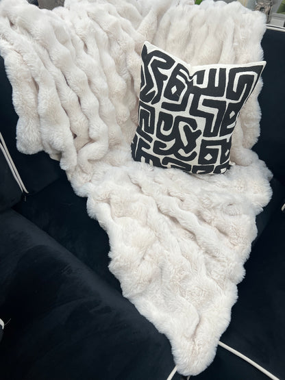 Cream Chunky Ribbed Faux Fur