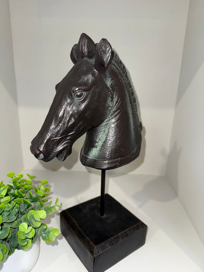 Black Horse Head on Stand