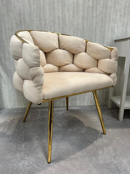 Margaux Beige Velvet Dining Chair with Gold Legs