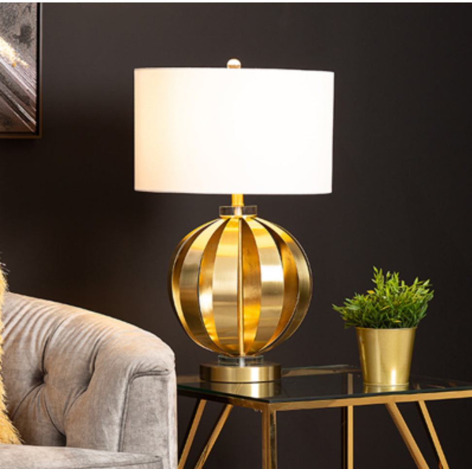 Gold Metal Lamp with White Shade