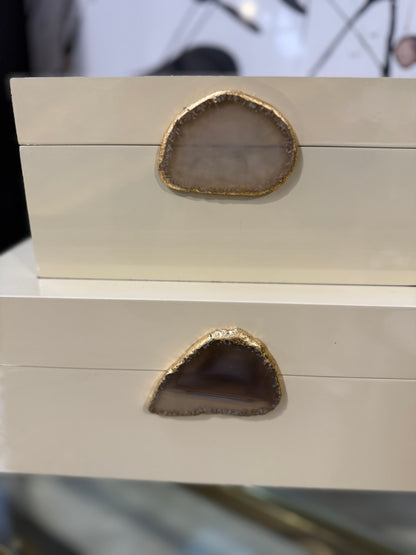 Cream Gloss Box Set with Agate