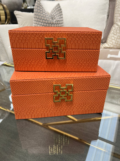 Burnt Orange Faux Leather Boxes