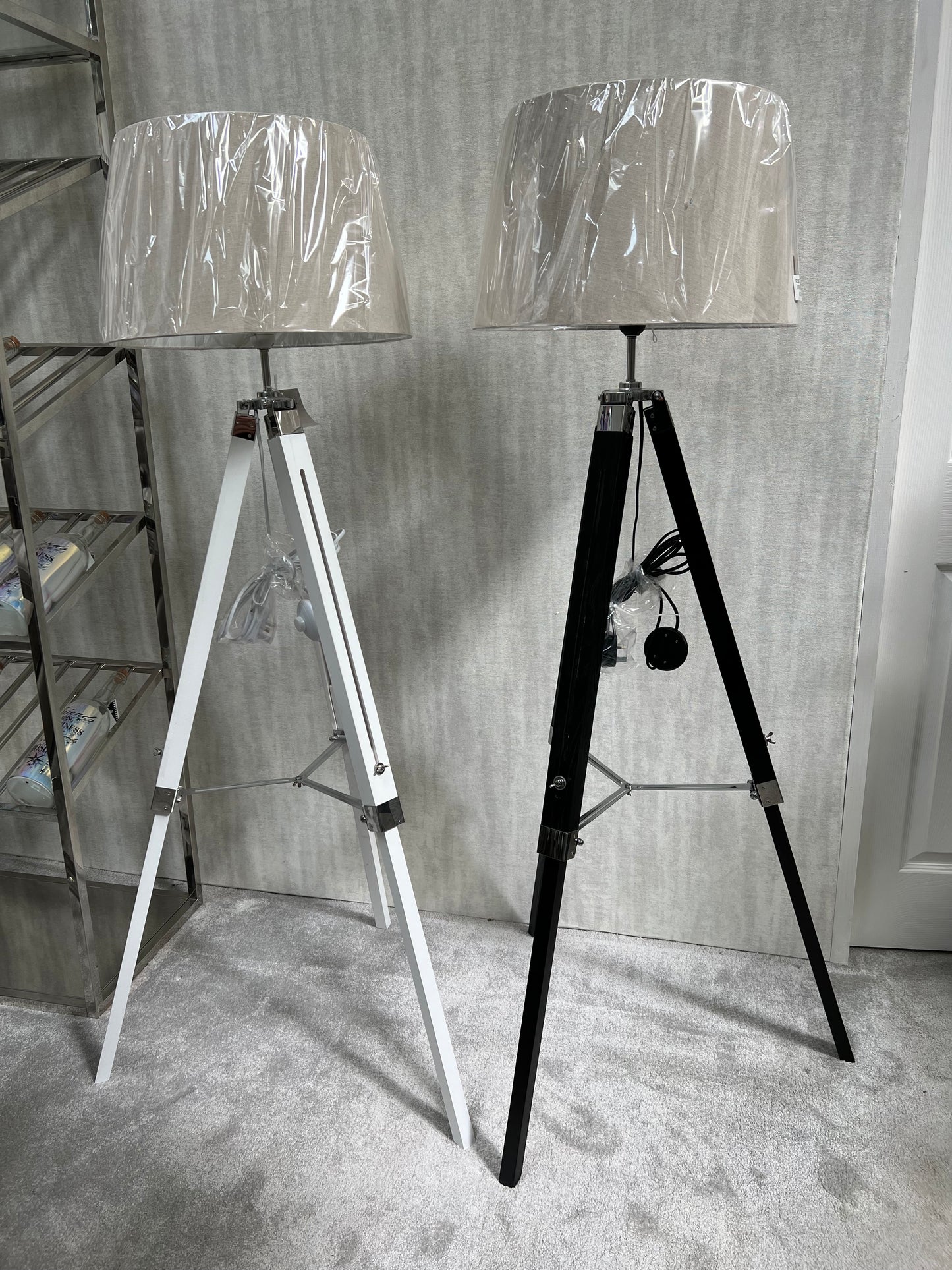 Hollywood Style Wooden Tripod Floor Lamps