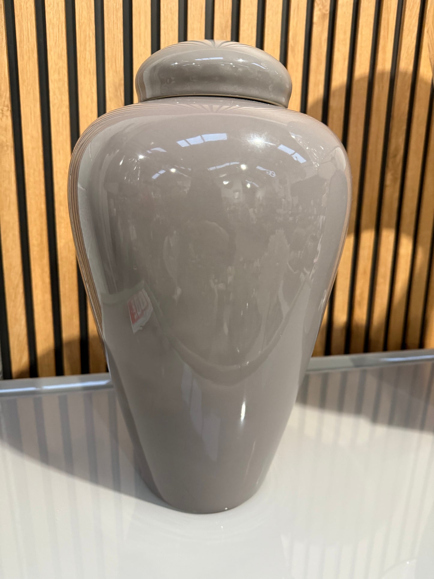 Taupe/ Grey Lidded Urn
