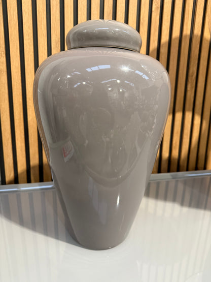 Taupe/ Grey Lidded Urn