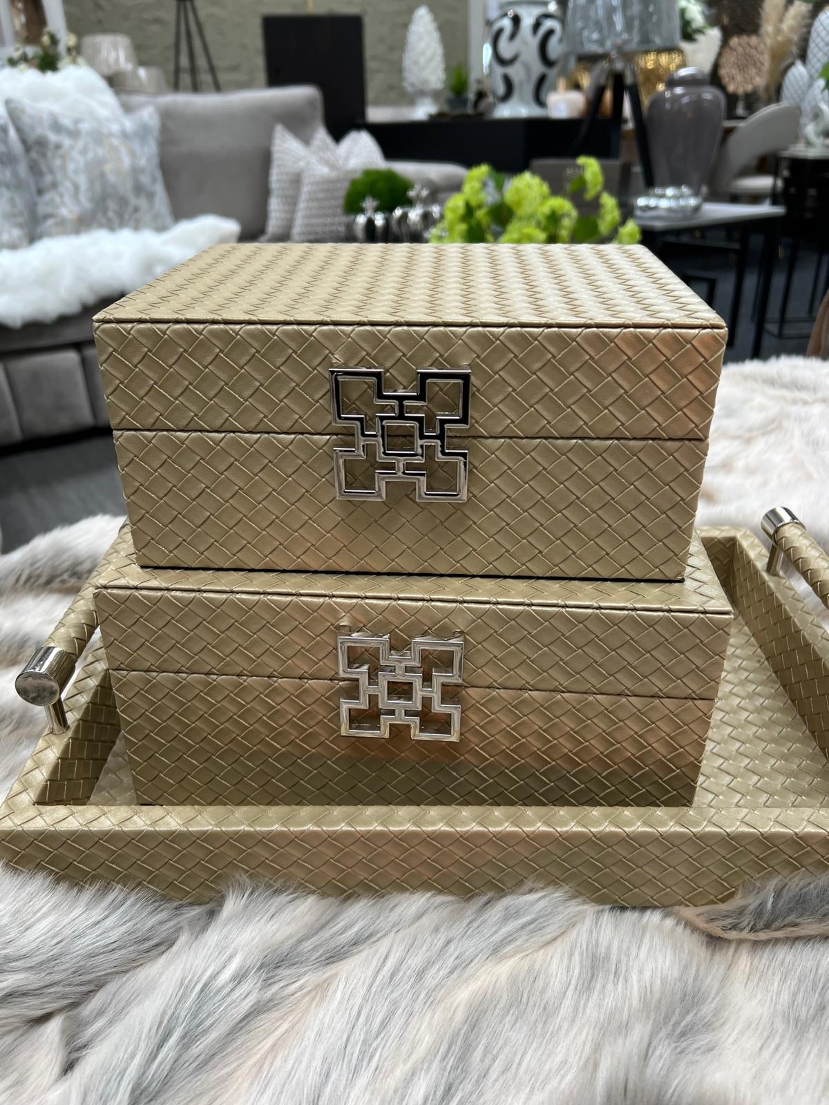 Gold Faux Leather Boxes