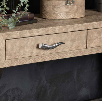 Faux Snake Leather 2 Draw - Taupe