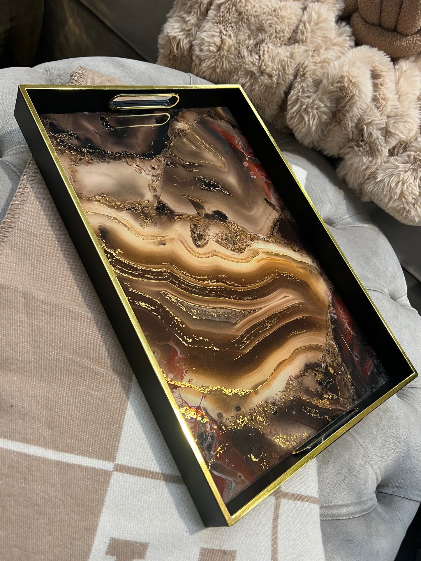 Gold Glass Marble Tray