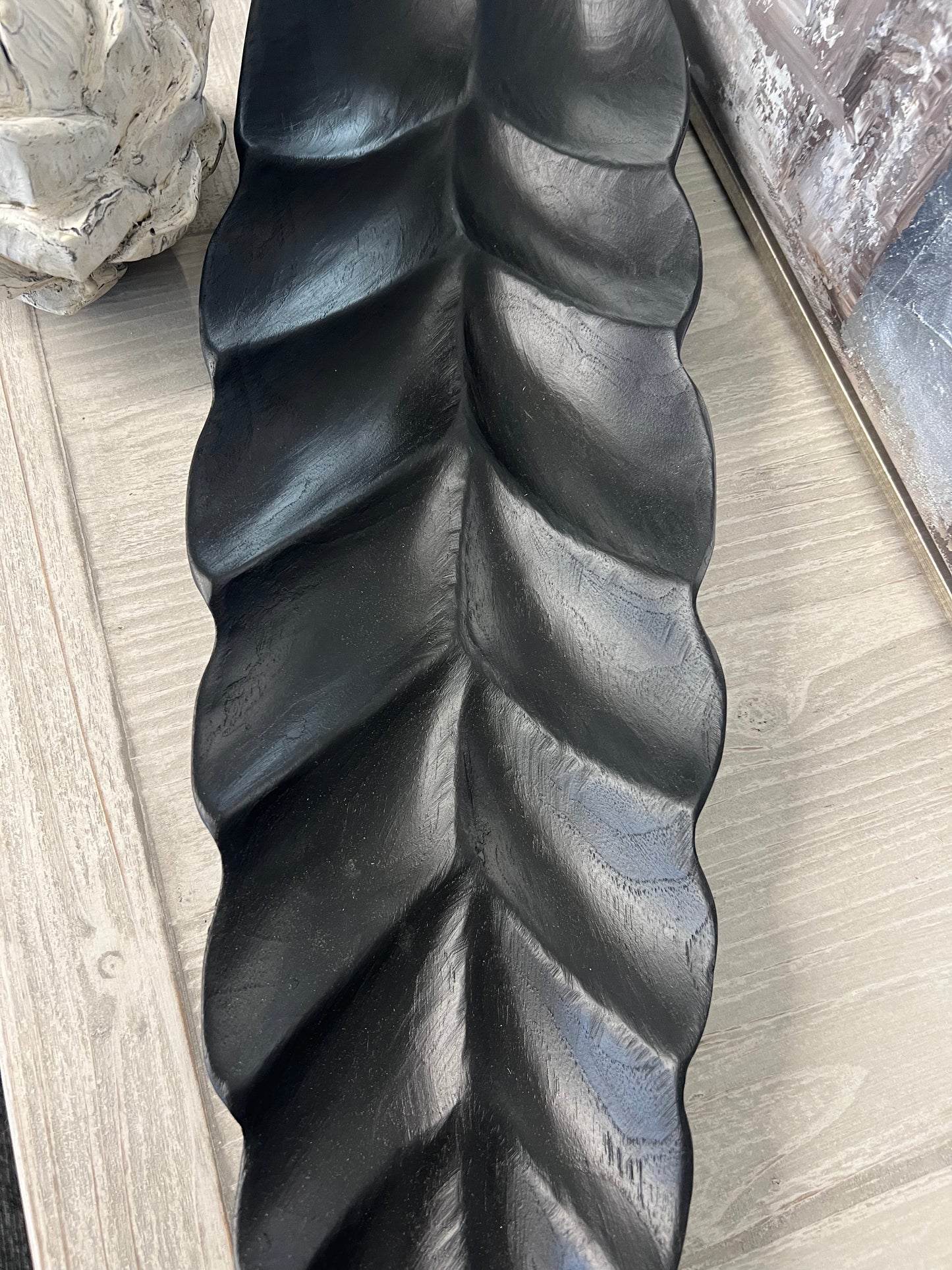 Ebony Narrow Teak Leaf Tray