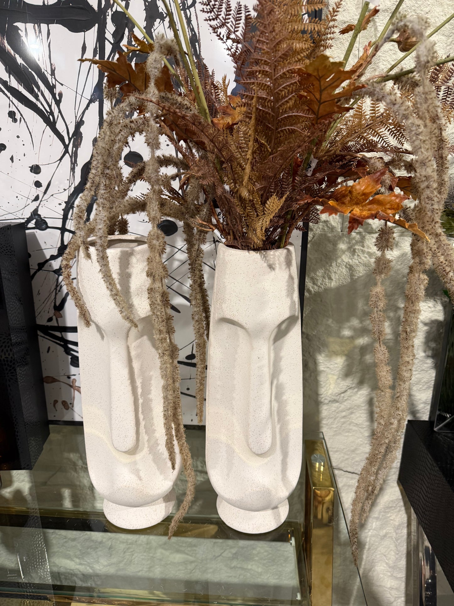 Cream Speckled Face Vase