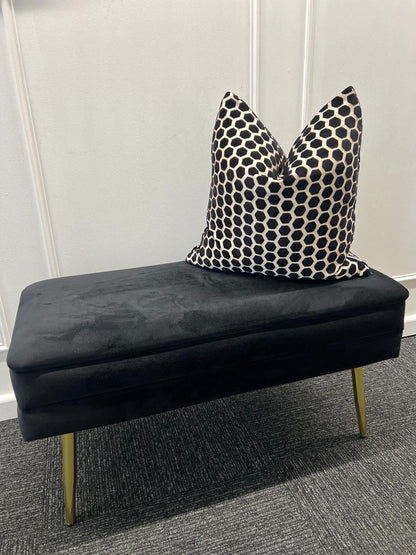 Black Velvet Storage Bench With Gold Legs