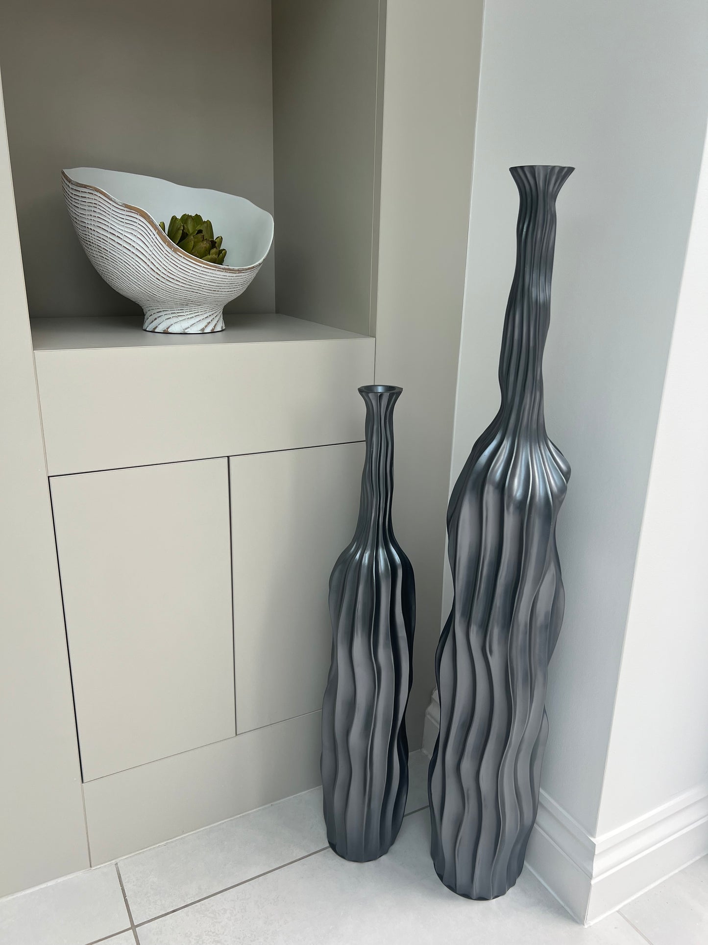 Grey Waved Vase