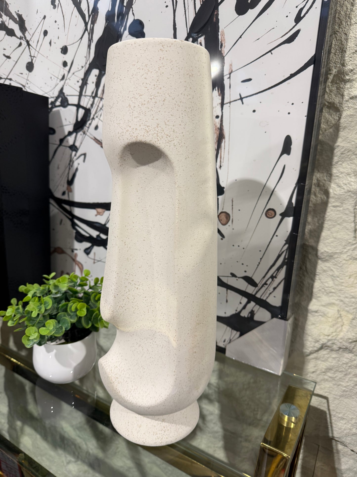 Cream Speckled Face Vase