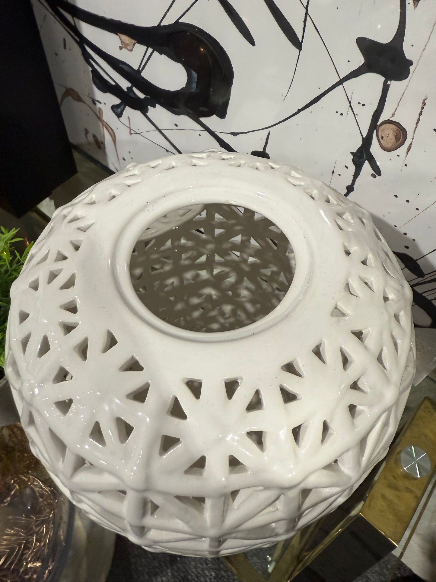 White Lattice Lidded Jar