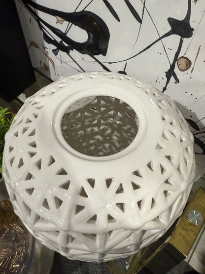 White Lattice Lidded Jar