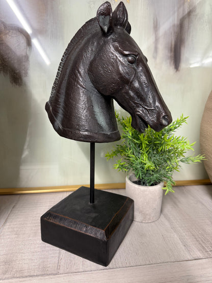 Black Horse Head on Stand