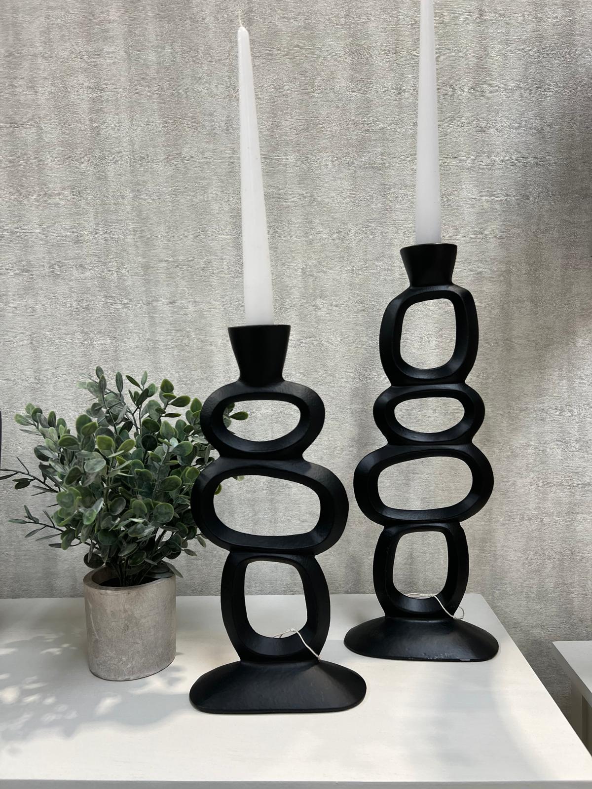 Black Sculptural Candle Holders