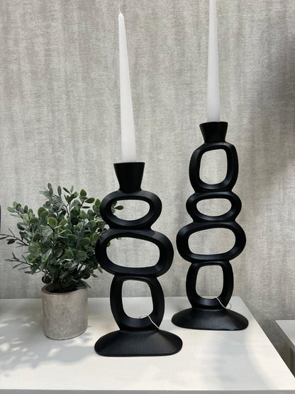 Black Sculptural Candle Holders