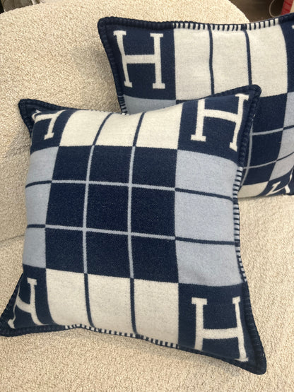 Luxury H Pillow - Blue Plaid