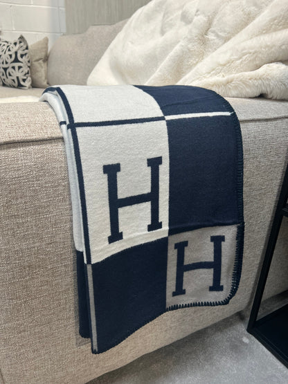Luxury H Throw - Blue Plaid