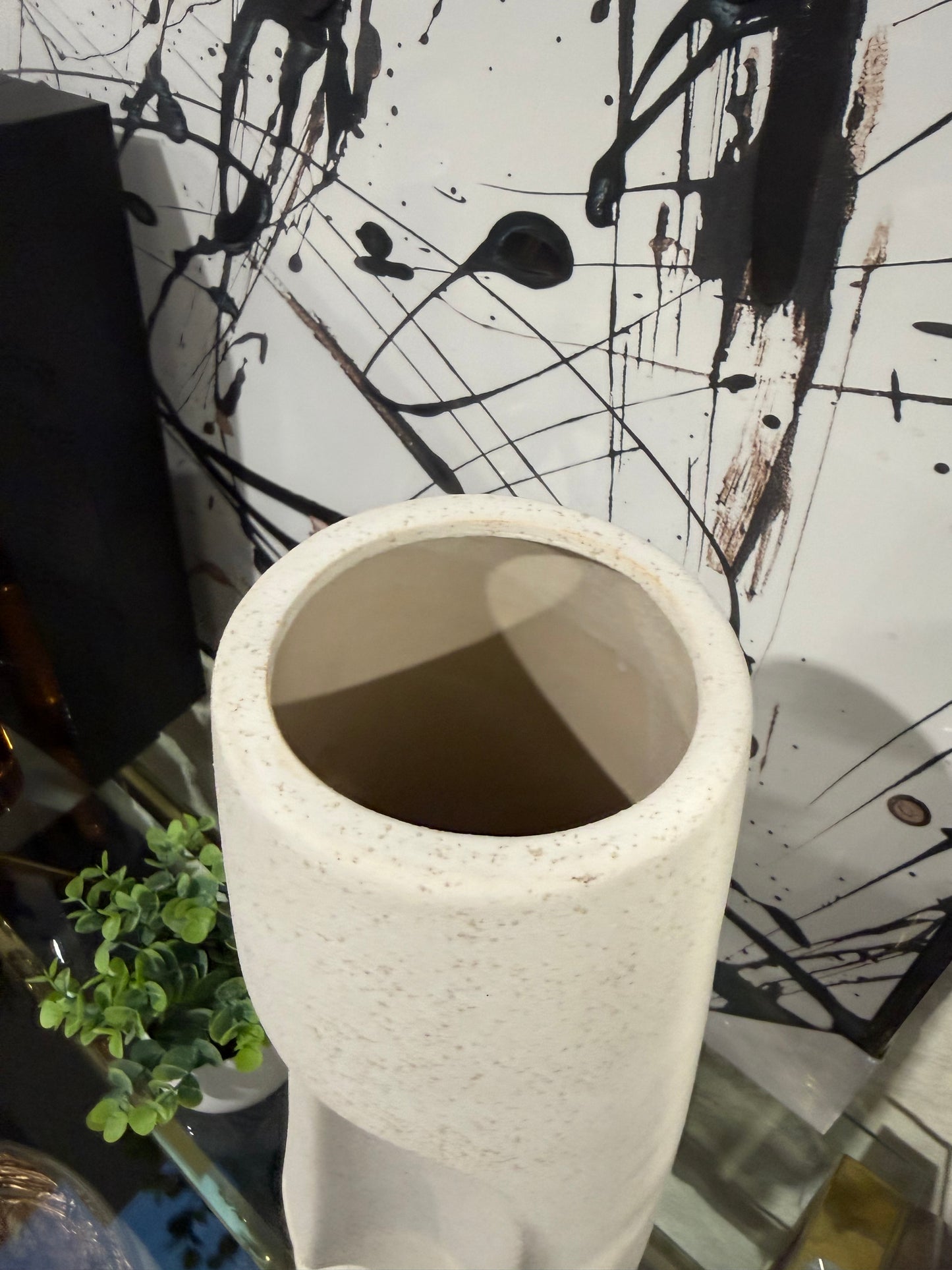 Cream Speckled Face Vase