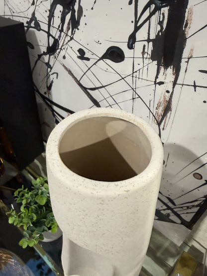 Cream Speckled Face Vase