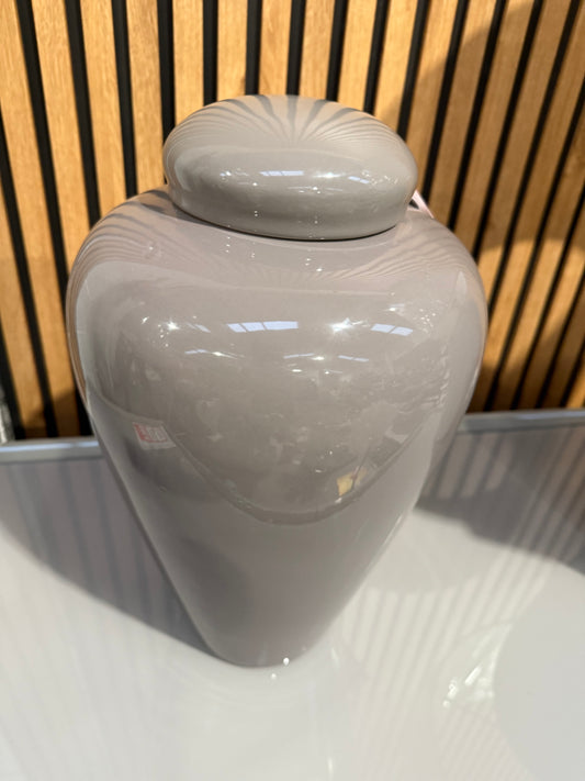 Taupe/ Grey Lidded Urn
