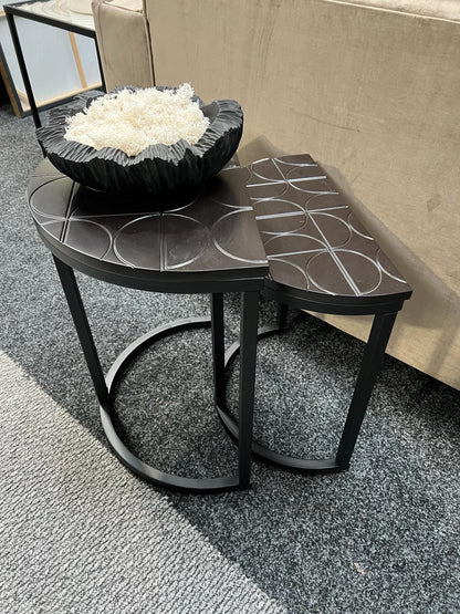 Solenn Set of 2 Half Moon Black Nest Table