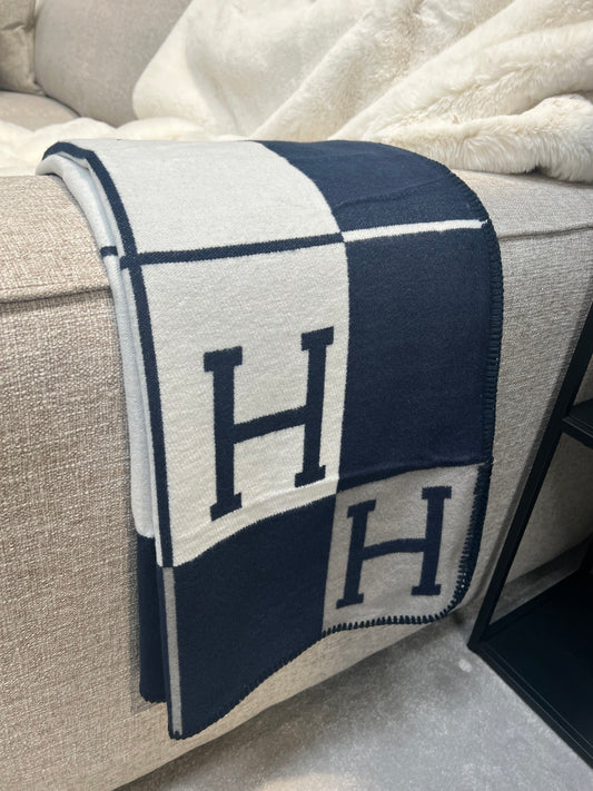 Luxury H Throw - Blue Plaid