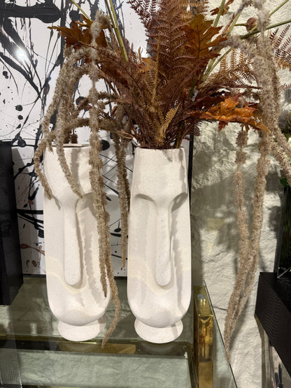 Cream Speckled Face Vase