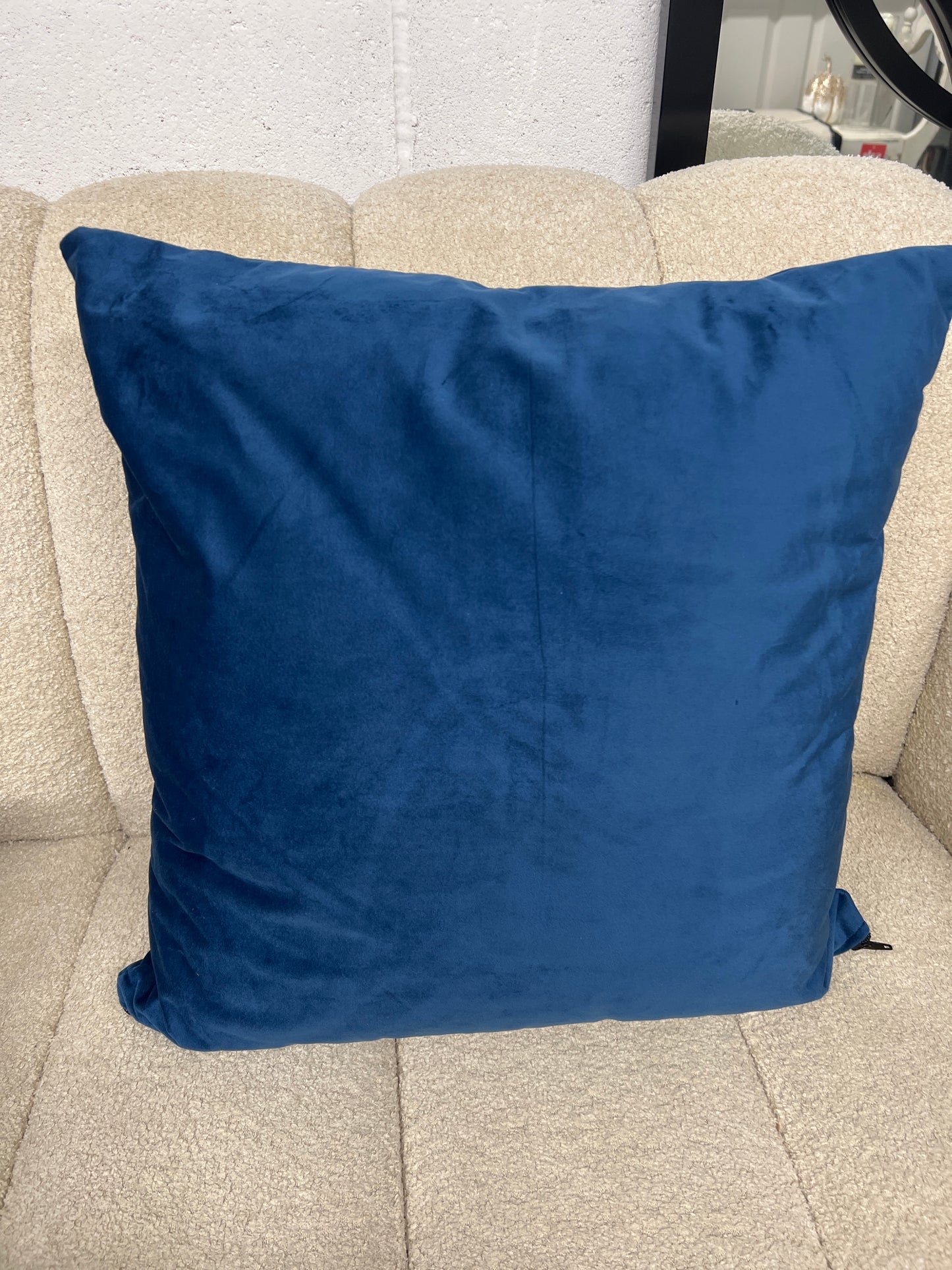 Blue Square Velvet Cushion