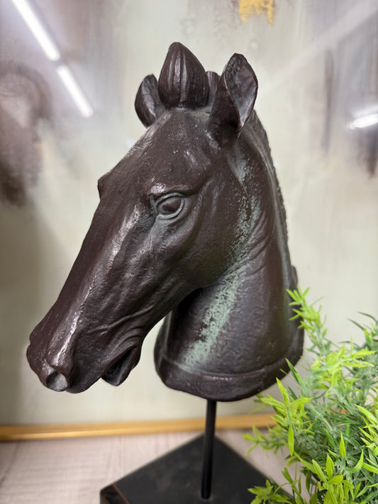 Black Horse Head on Stand