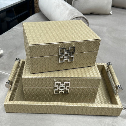 Gold Faux Leather Tray