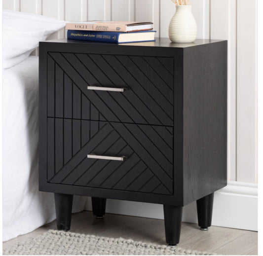 Ebony Black Bevelled Bedside Table