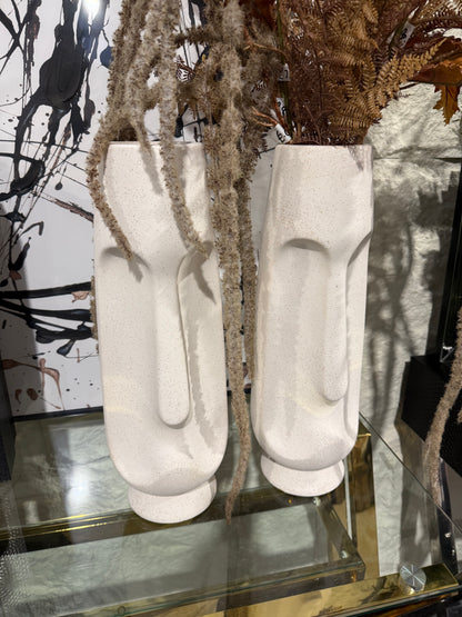 Cream Speckled Face Vase