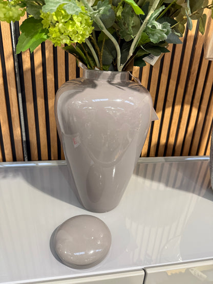 Taupe/ Grey Lidded Urn