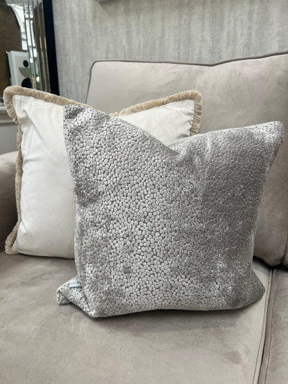 Taupe Bingham Velvet Cushion 16"