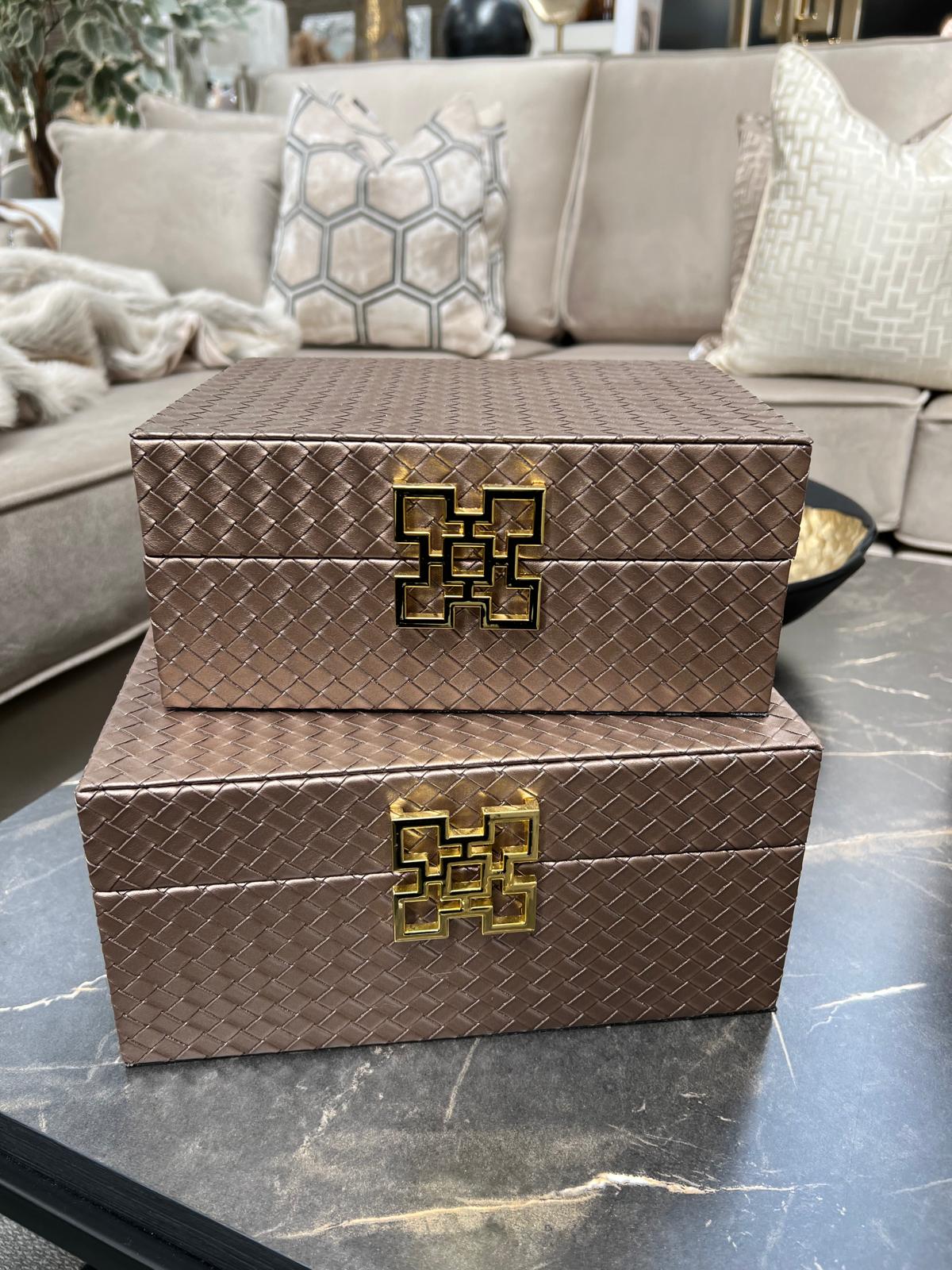 Bronze Faux Leather Boxes