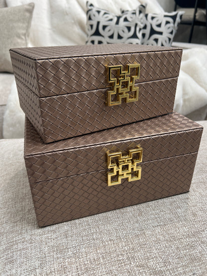 Bronze Faux Leather Boxes