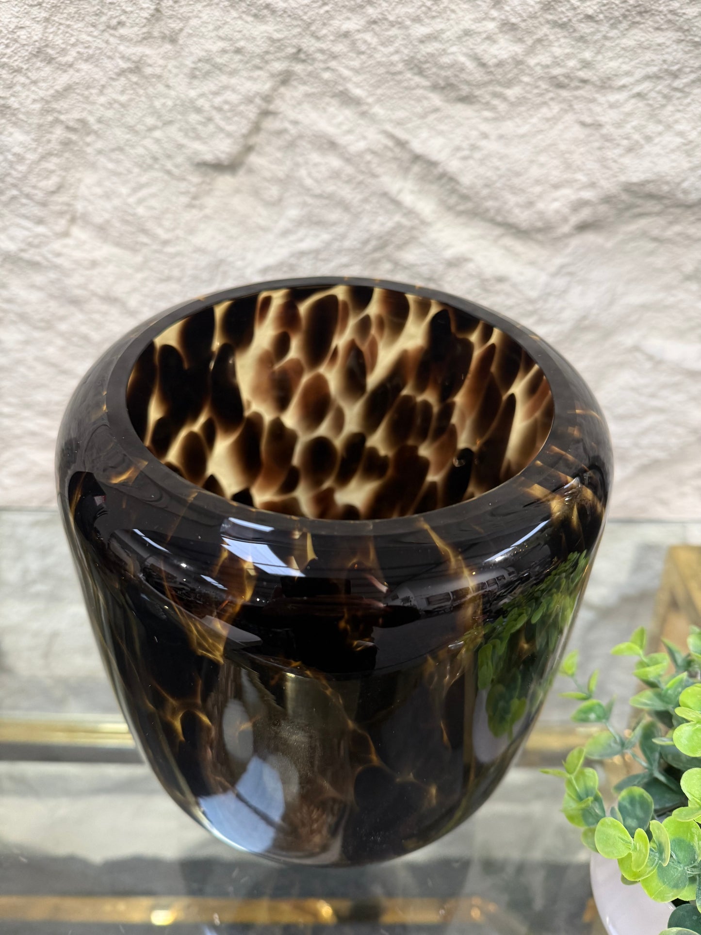 Glass Leopard Vase