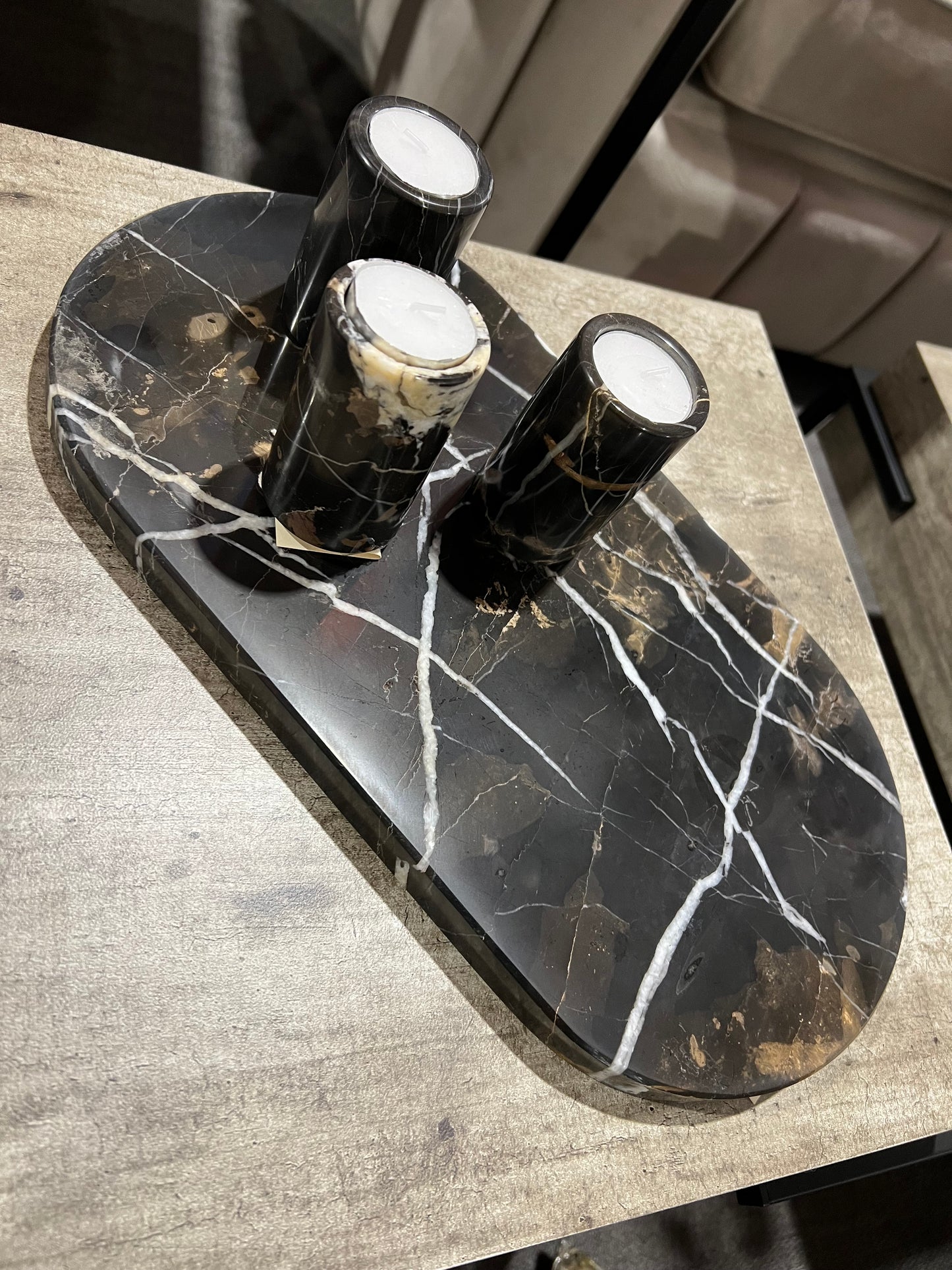 Salmo Oval Black Marble Serving Board