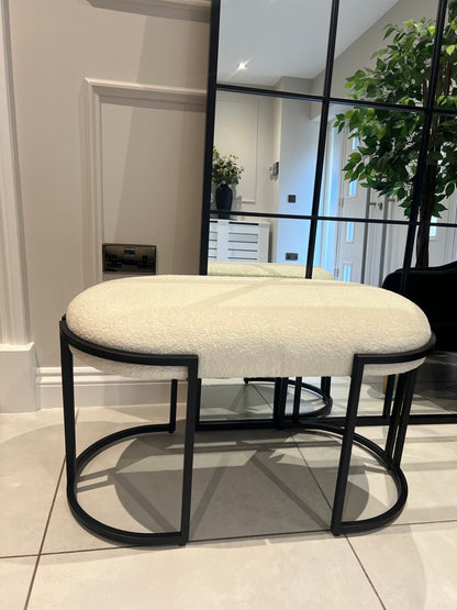 White Boucle Bench 80cm